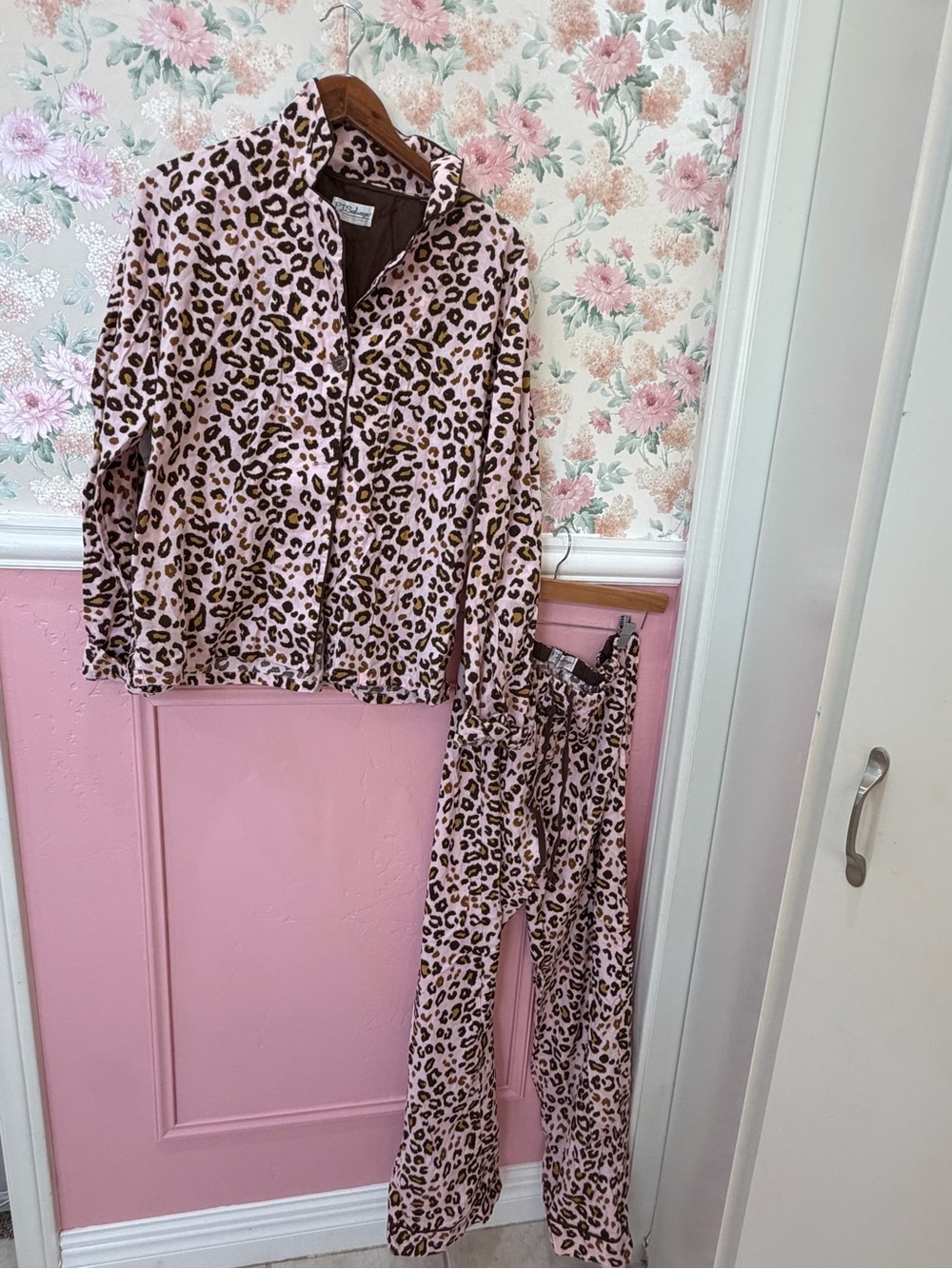 PJ Salvage Pink and Brown Leopard Pajama Set